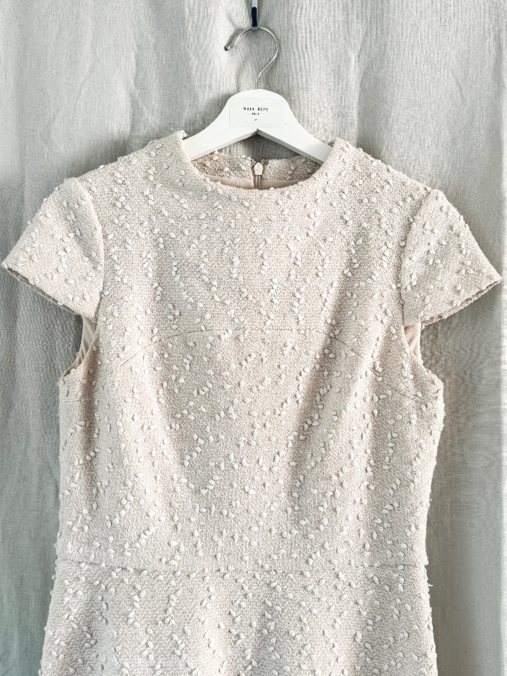 Vince Camuto Ivory Textured Sequin Fit & Flare Dress Size 8